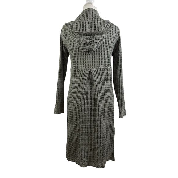 Green Waffle Knit Mod-o-Doc Hoodie Cardigan Sweater Coat XS Pockets 100% Cotton - Picture 12 of 13